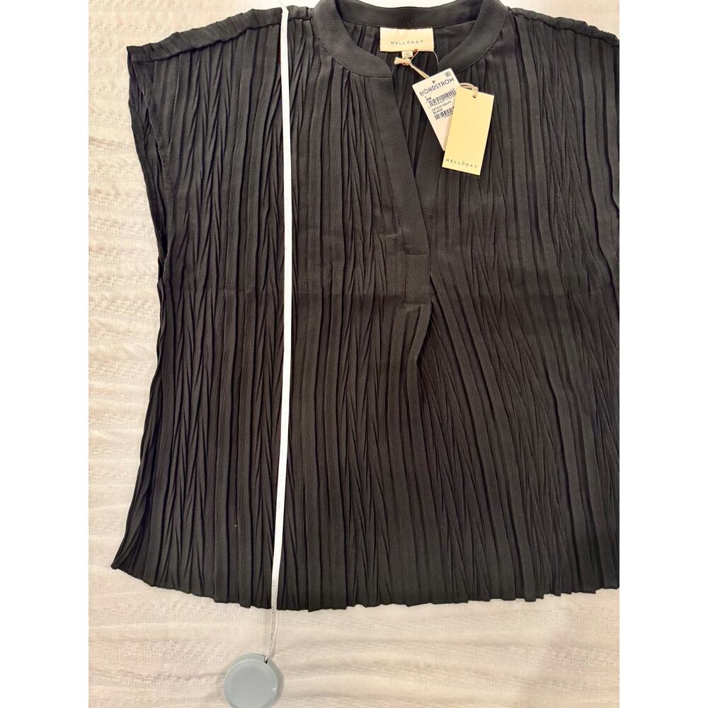 Melloday Twist Pleat Textured Blouse Dolman Sleeves Women’s Large NWT Minimalist - Picture 8 of 14